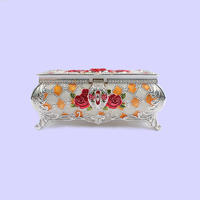 European red rose three-dimensional carved jewelry box