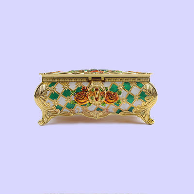 European Peacock Rose Three-dimensional Carved Jewelry Box