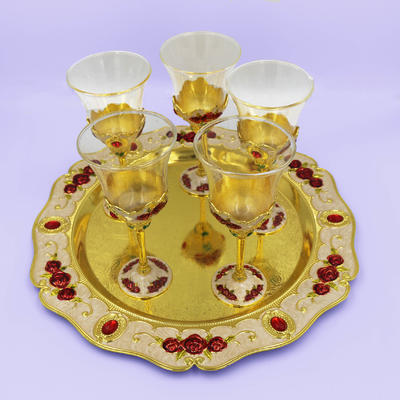European retro wine glass tray set